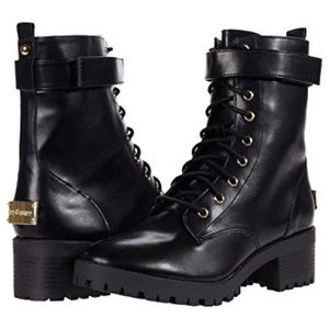 Juicy couture black combat boots with gold hardware size 7.5
